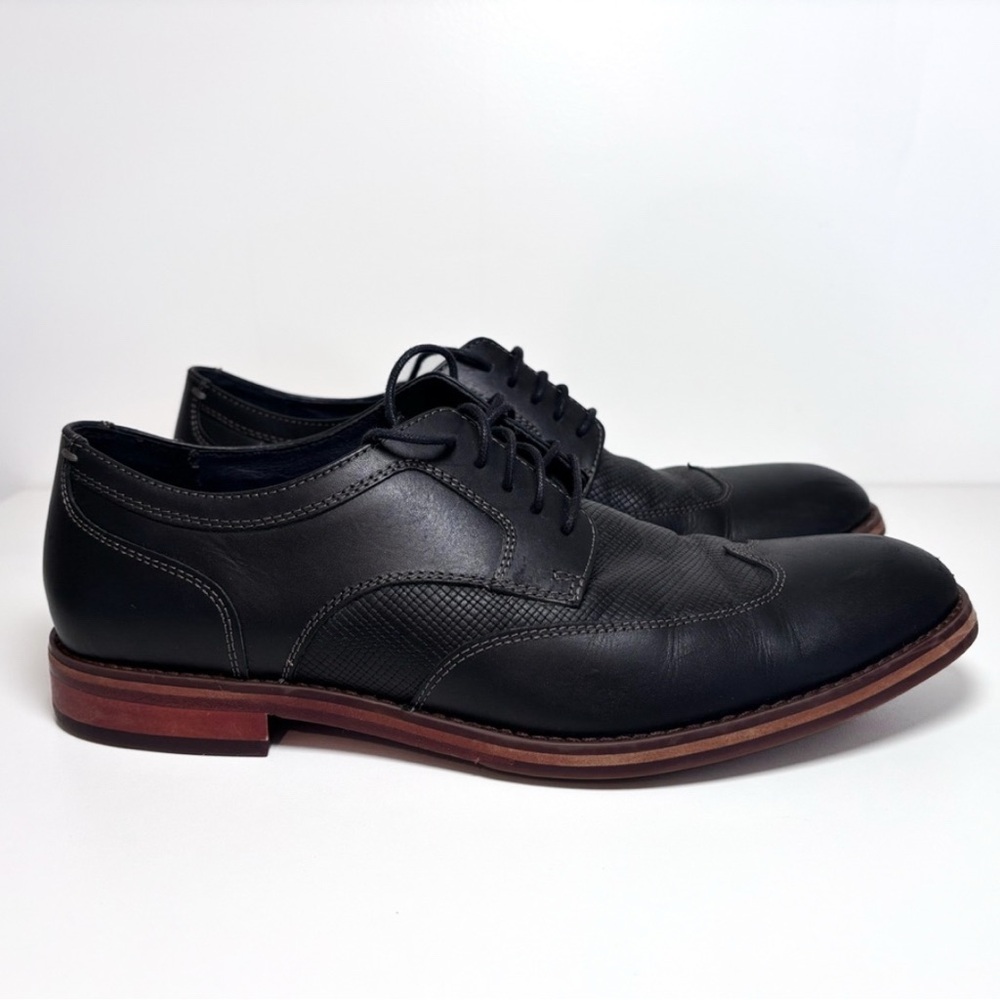 JOHNSTON & MURPHY Men’s Black Leather Wing Tip Dress Shoes Size 9.5
